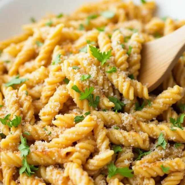 Delicious chicken pasta with creamy sauce, sun-dried tomatoes, and parmesan cheese, garnished with fresh basil.