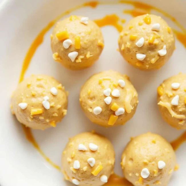 No-bake pumpkin cheesecake balls rolled in graham cracker crumbs