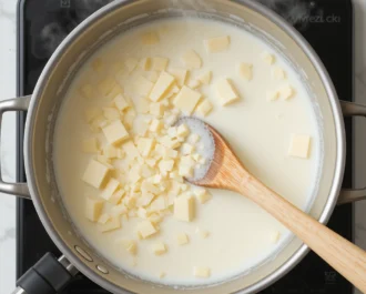 Homemade queso blanco on rustic table