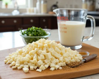 Melty white cheese dip with chips