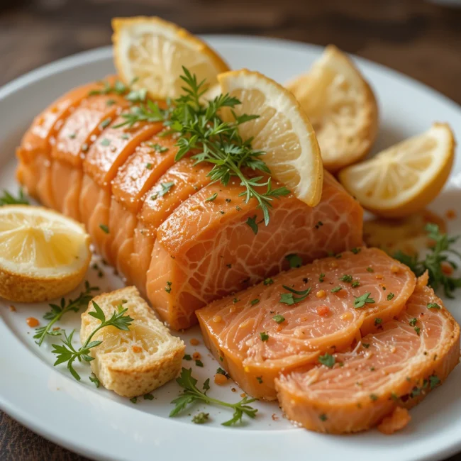 Unmold the terrine gently onto a serving plate. Slice and serve with toast, lemon wedges, or a fresh green salad.