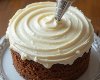 Red velvet cheesecake with a rustic look, served on a wooden table