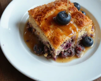 Blueberry casserole cooling before serving
