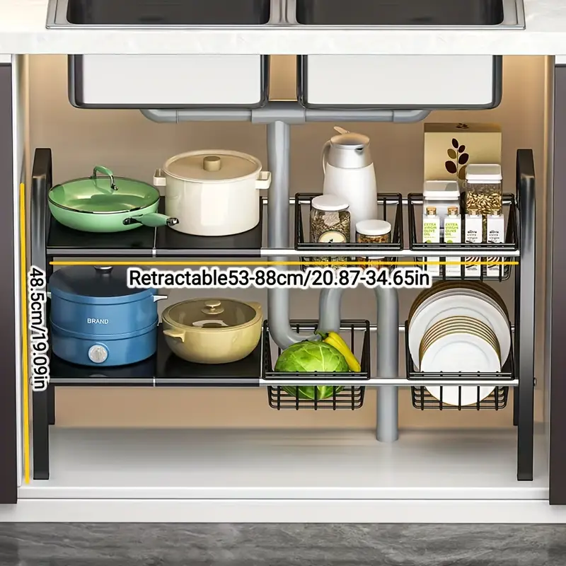 3 Genius Kitchen Organizers That Will Instantly Declutter Your Cooking Space ๐ง 5 JOXIQ Dual-use under-sink shelf suitable for kitchens and bathrooms alike