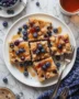 Blueberry pancake casserole fresh out of the oven