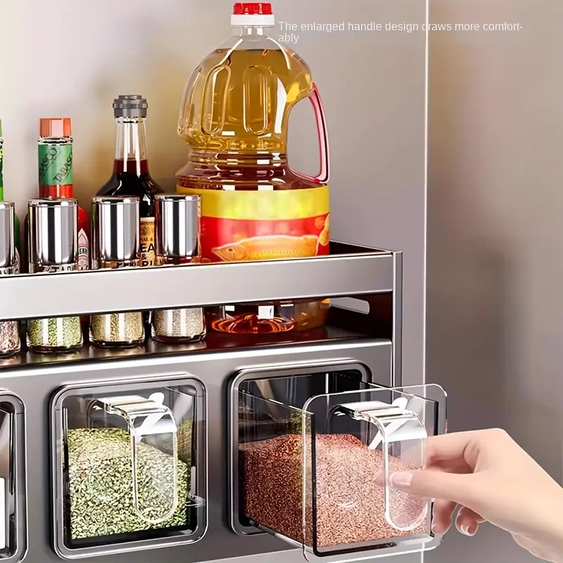 3 Genius Kitchen Organizers That Will Instantly Declutter Your Cooking Space ๐ง 9 JOXIQ Sleek aluminum spice shelf with transparent glass jars for quick access